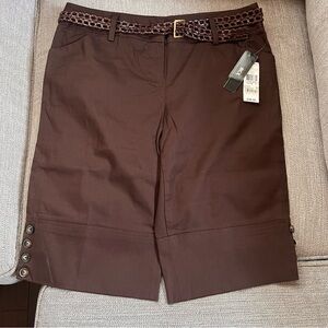 BCX Brown Women's Knee Length Shorts with Button Detail